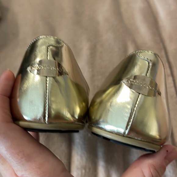 AUTHENTIC JIMMY CHOO GOLD FLATS SZ 41 - Picture 5 of 13